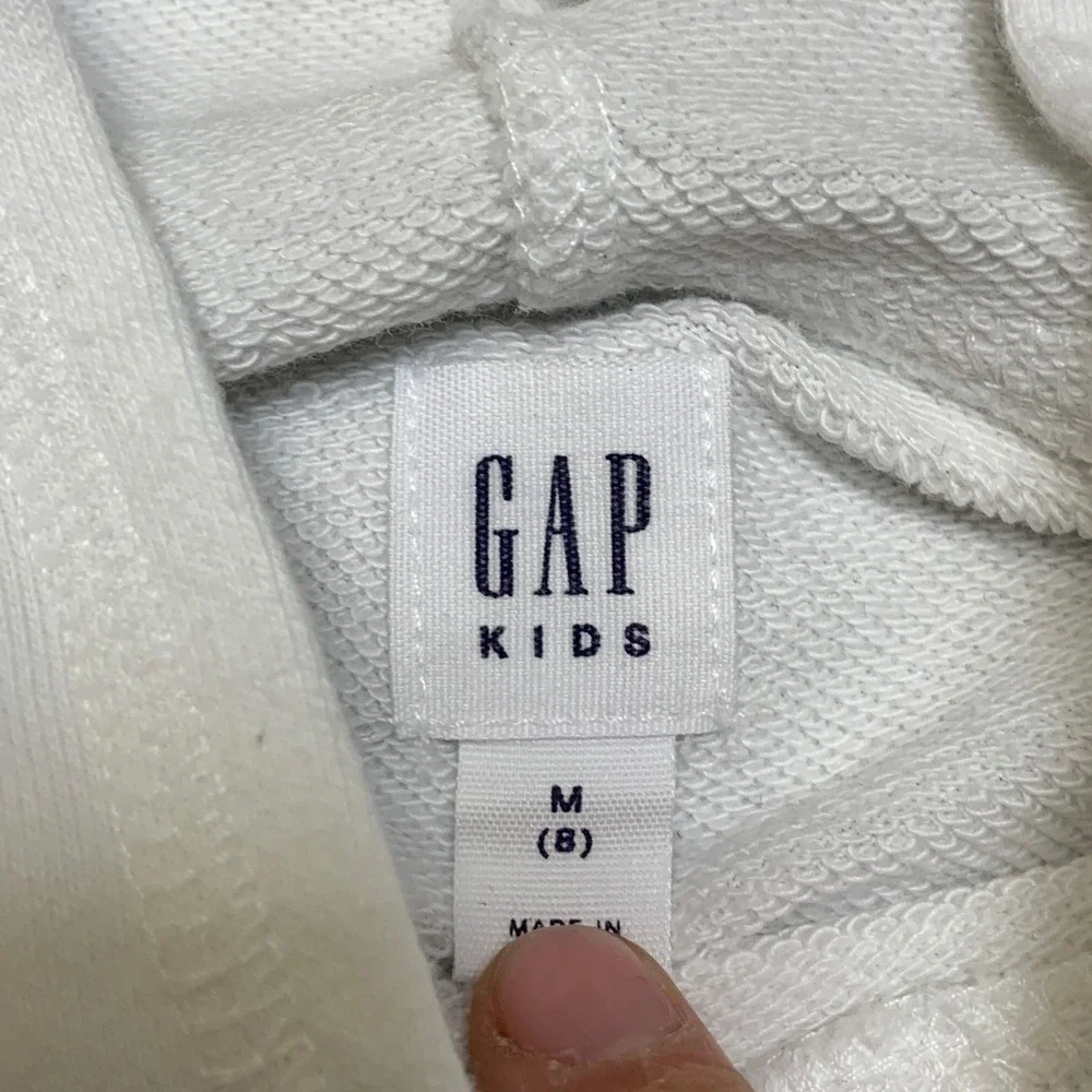Gap Hoodie Kids M8 White Rainbow Graphic Print Logo Short Sleeve Pullover